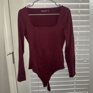 Abercrombie & Fitch Burgundy Long Sleeve Bodysuit